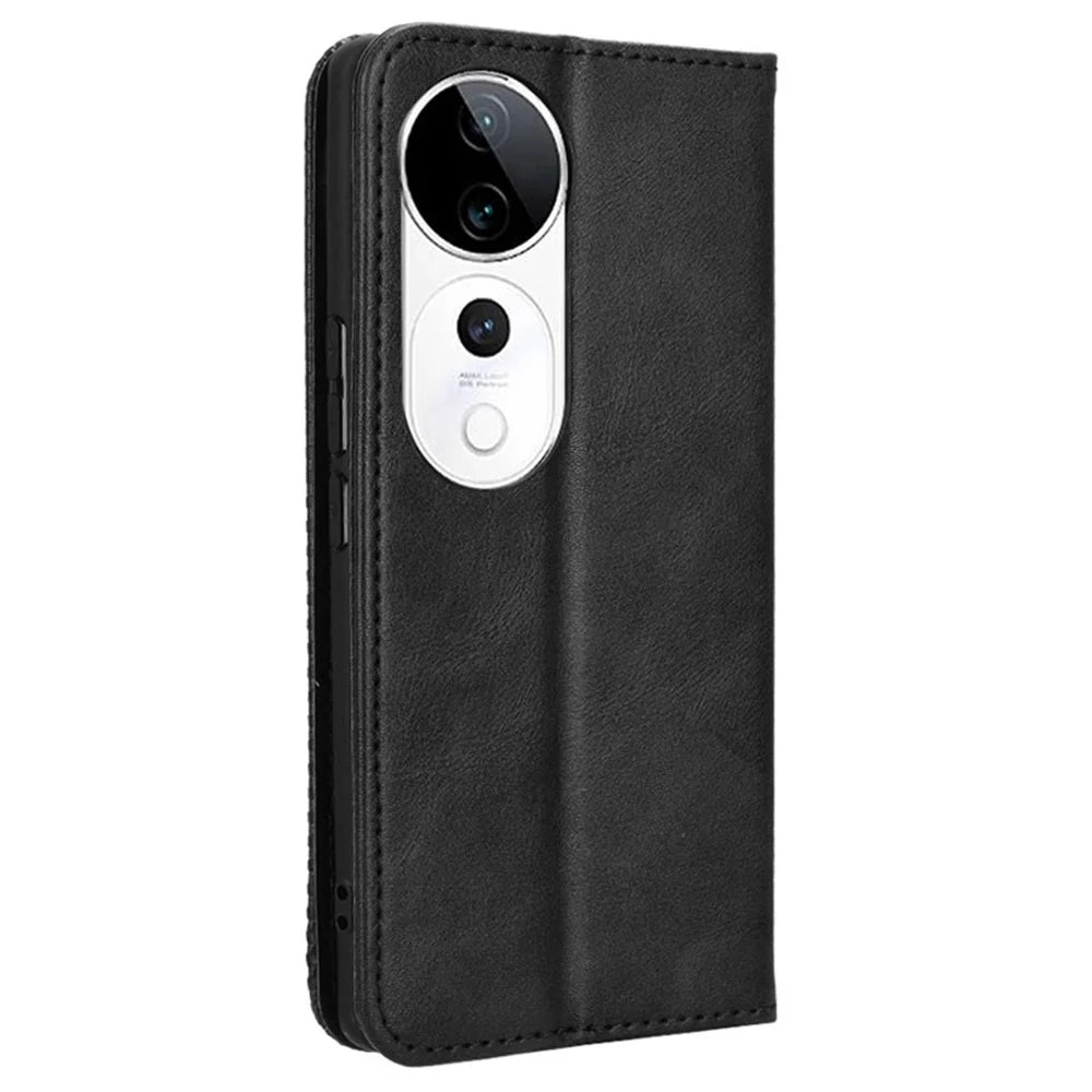 For vivo S19 Pro 5G  /  V40 5G Case Retro PU Leather Wallet Phone Cover Stand - Black - 7