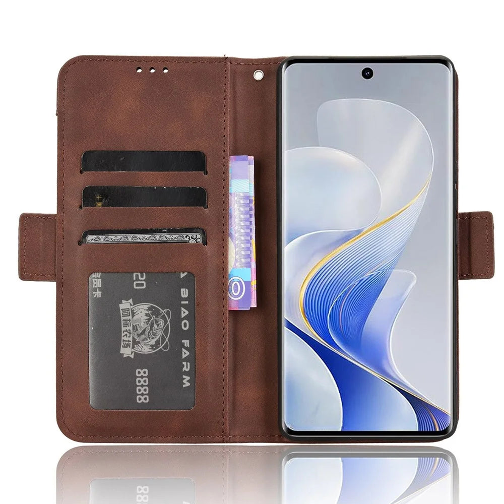 For vivo S19 Pro 5G  /  V40 5G Case Multiple Card Slots Leather Stand Phone Cover - Brown - 3