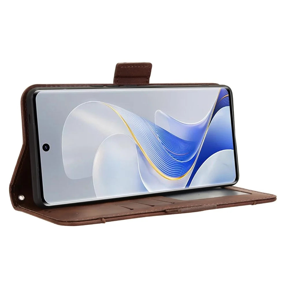 For vivo S19 Pro 5G  /  V40 5G Case Multiple Card Slots Leather Stand Phone Cover - Brown - 4
