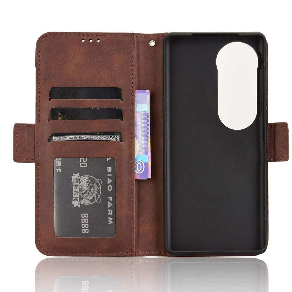 For vivo S19 Pro 5G  /  V40 5G Case Multiple Card Slots Leather Stand Phone Cover - Brown - 5