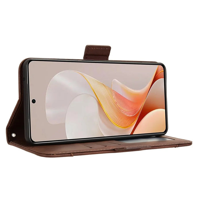For vivo S19 5G Case Multiple Card Slots Leather Stand Phone Cover - Brown - 4