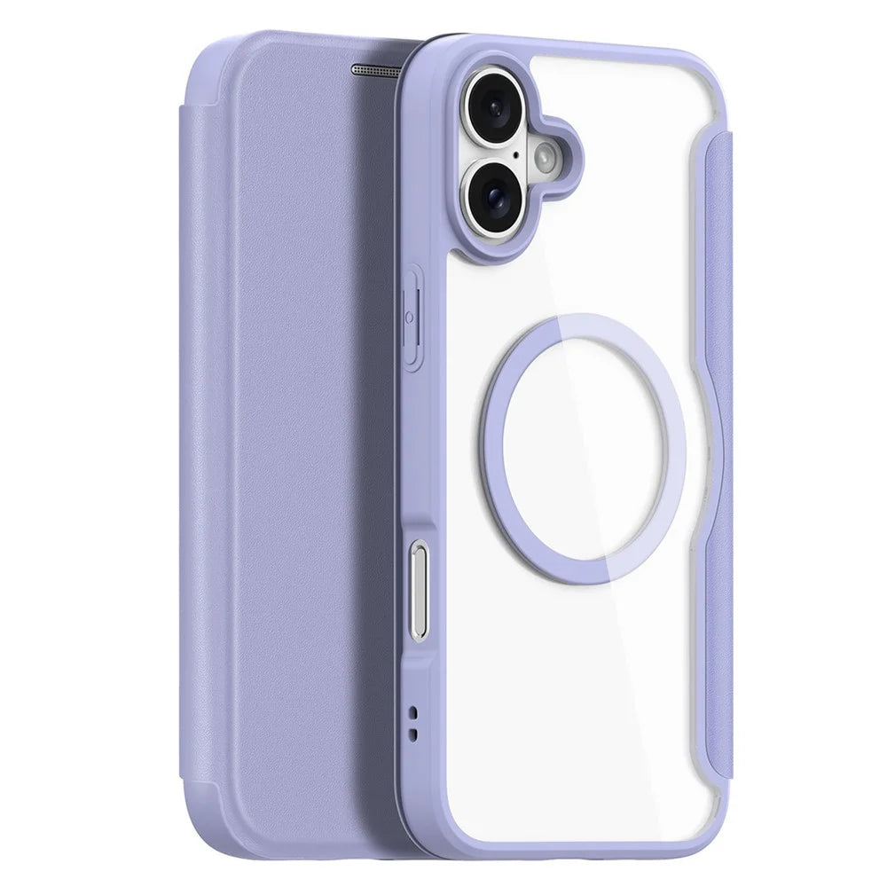 DUX DUCIS Skin X Pro for iPhone 16 Plus Case Compatible with MagSafe Card Slot Leather Cover - Purple - 1