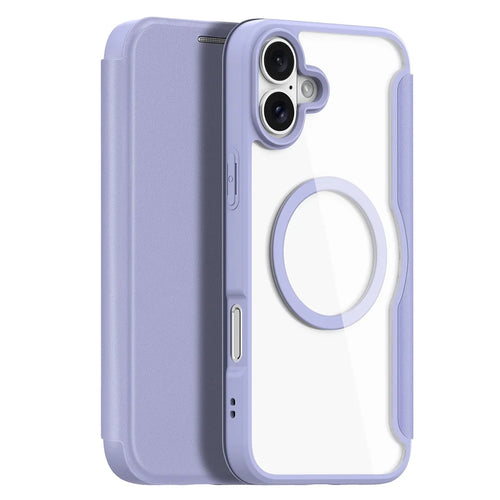 DUX DUCIS Skin X Pro for iPhone 16 Plus Case Compatible with MagSafe Card Slot Leather Cover - Purple - 1