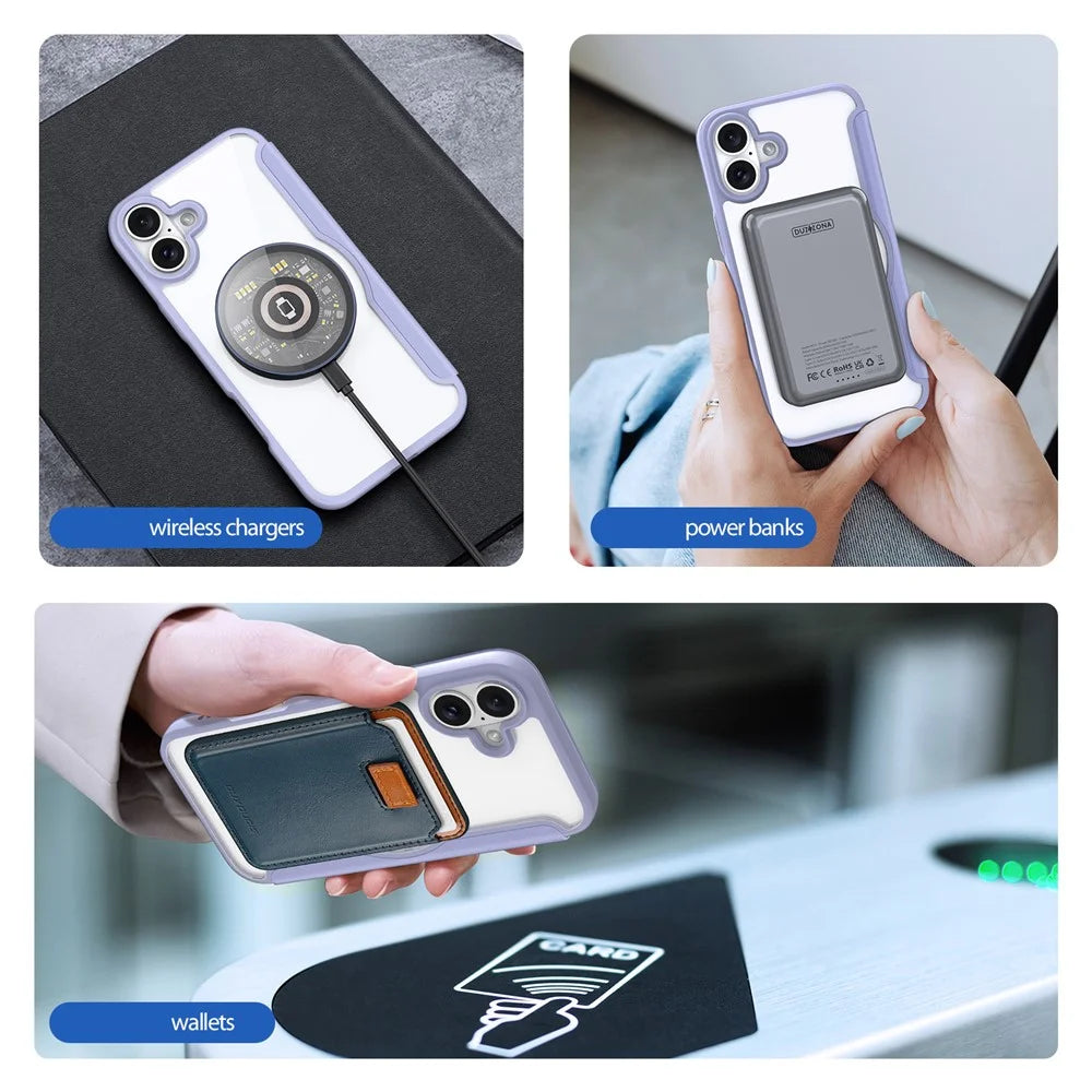 DUX DUCIS Skin X Pro for iPhone 16 Plus Case Compatible with MagSafe Card Slot Leather Cover - Purple - 5