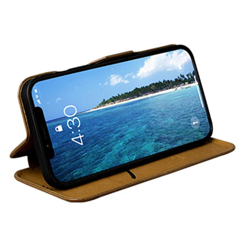 VIETAO For iPhone 13 Pro Max 6.7 inch Shockproof Case Anti-Scratch Phone Case PU Leather Phone Stand Cover with Card Holder - Brown - 3