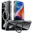 For iPhone 14 Case Compatible with MagSafe Hard PC Clear Phone Cover Ring Holder  - Transparent Black / Grey Rope - 1