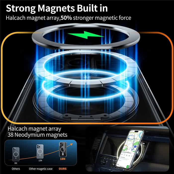 For iPhone 14 Pro Max Magnetic Case Clear PC Hard Phone Cover Rotatable Grip Holder - Transparent Black / Grey Rope - 4