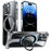 For iPhone 14 Pro Case Compatible with Magsafe Rotatable Kickstand Hard PC Phone Cover - Transparent Black / Grey Rope - 1