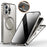 For iPhone 15 Pro Max Magnetic Case Tempered Glass+PC Anti Peeping Phone Cover - Natural - 1