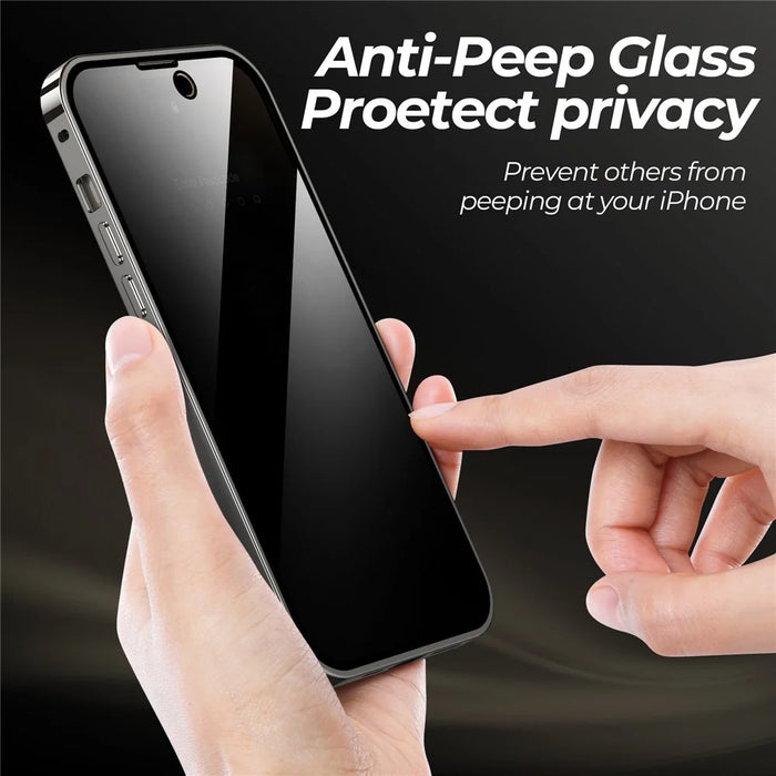 For iPhone 15 Pro Max Magnetic Case Tempered Glass+PC Anti Peeping Phone Cover - Natural - 4