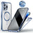 For iPhone 14 Pro Privacy Case Tempered Glass+PC Magnetic Phone Cover Compatible with MagSafe - Blue - 1