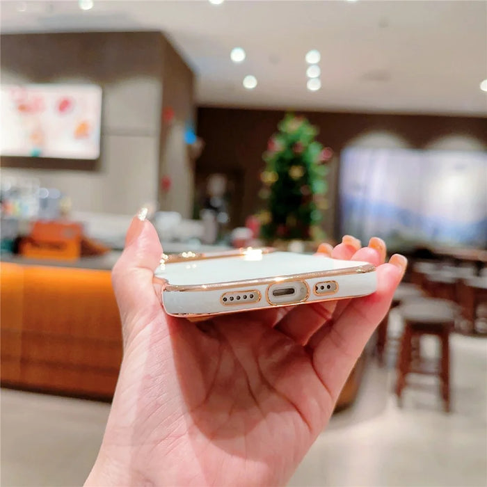 For iPhone 14 Plus Case Wave Frame with Love Heart Raised Camera Protection TPU Cover - Ivory White - 5