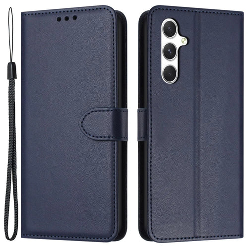 For Samsung Galaxy A24 4G (162.1 X 77.6 X 8.3mm) Case Stand Leather Wallet Phone Cover - Blue - 1