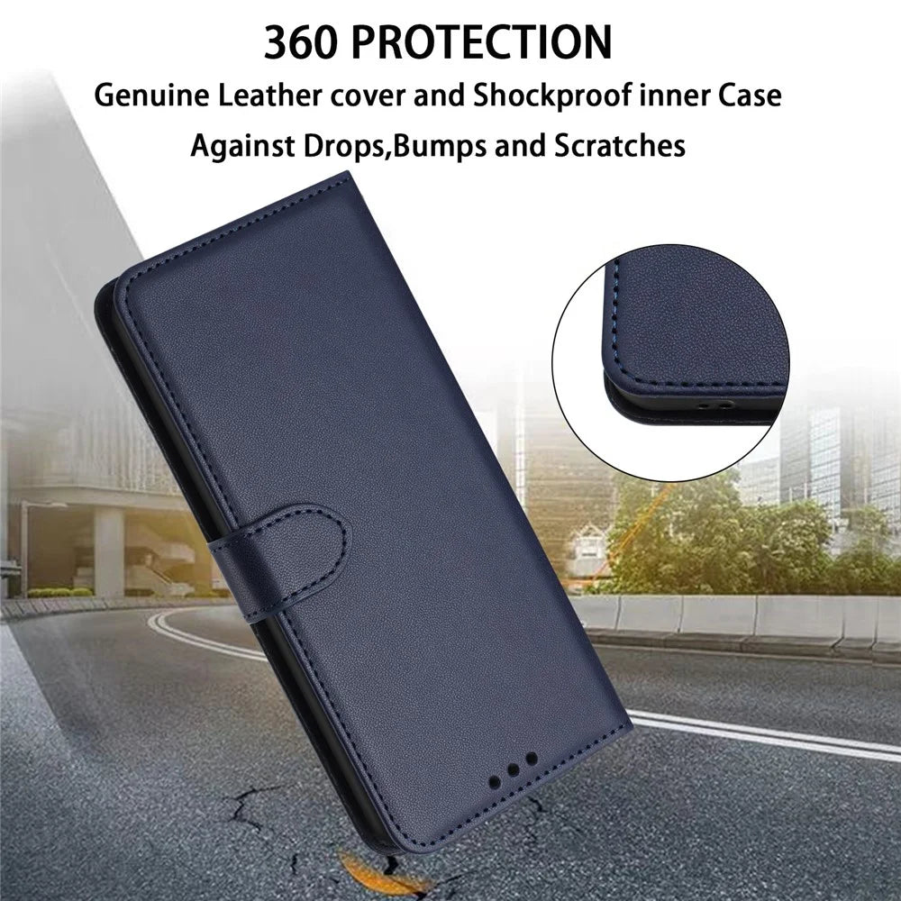 For Samsung Galaxy A24 4G (162.1 X 77.6 X 8.3mm) Case Stand Leather Wallet Phone Cover - Blue - 6