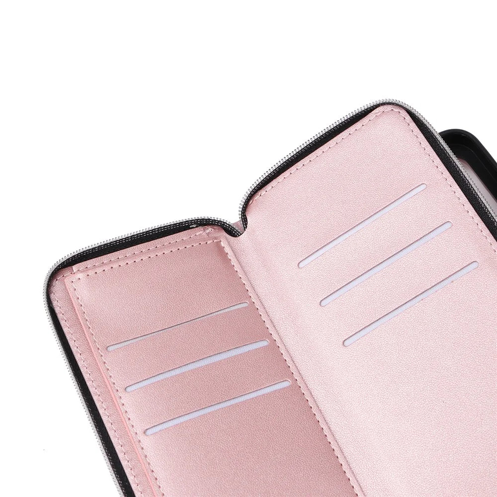 R20 For Samsung Galaxy S23 Leather Case Zipper Wallet Folio Flip Phone Cover - Rose Gold - 6