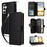 R20 For Samsung Galaxy S23 FE Case Leather Zipper Phone Cover with 9 Card Slots - Black - 1