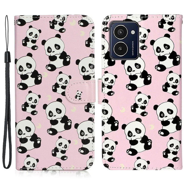 For HMD Pulse Pro Case with Card Holder Pattern Leather Phone Cover - Panda - 1