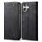 For iPhone 16 Case Jeans Cloth Texture Anti-Scratch Leather Stand Phone Cover - Black - 1