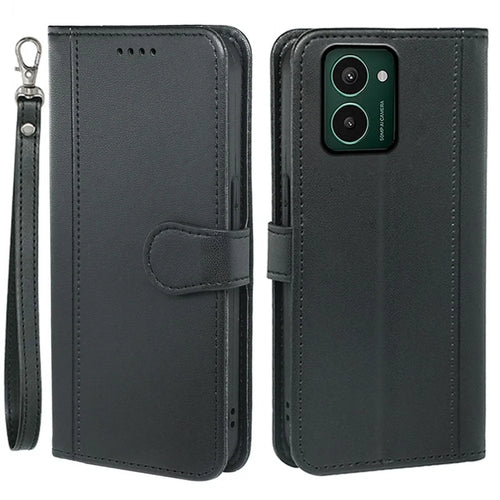 HX02 For HMD Pulse Pro Case Wallet Leather Phone Cover with Strap - Black - 1