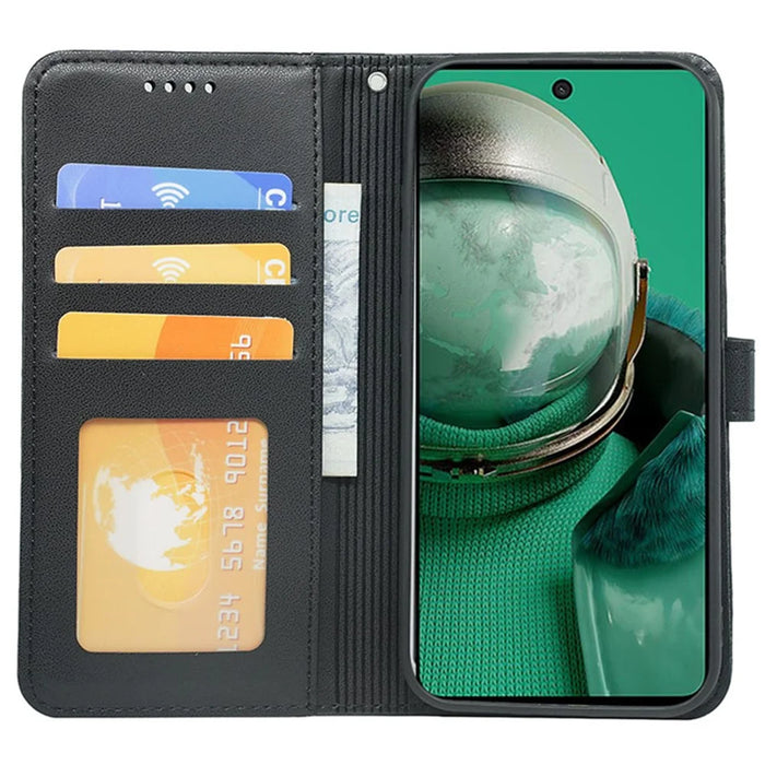 HX02 For HMD Pulse Pro Case Wallet Leather Phone Cover with Strap - Black - 3