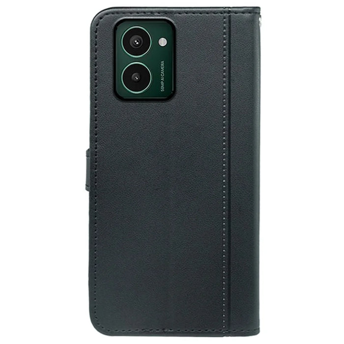 HX02 For HMD Pulse Pro Case Wallet Leather Phone Cover with Strap - Black - 6