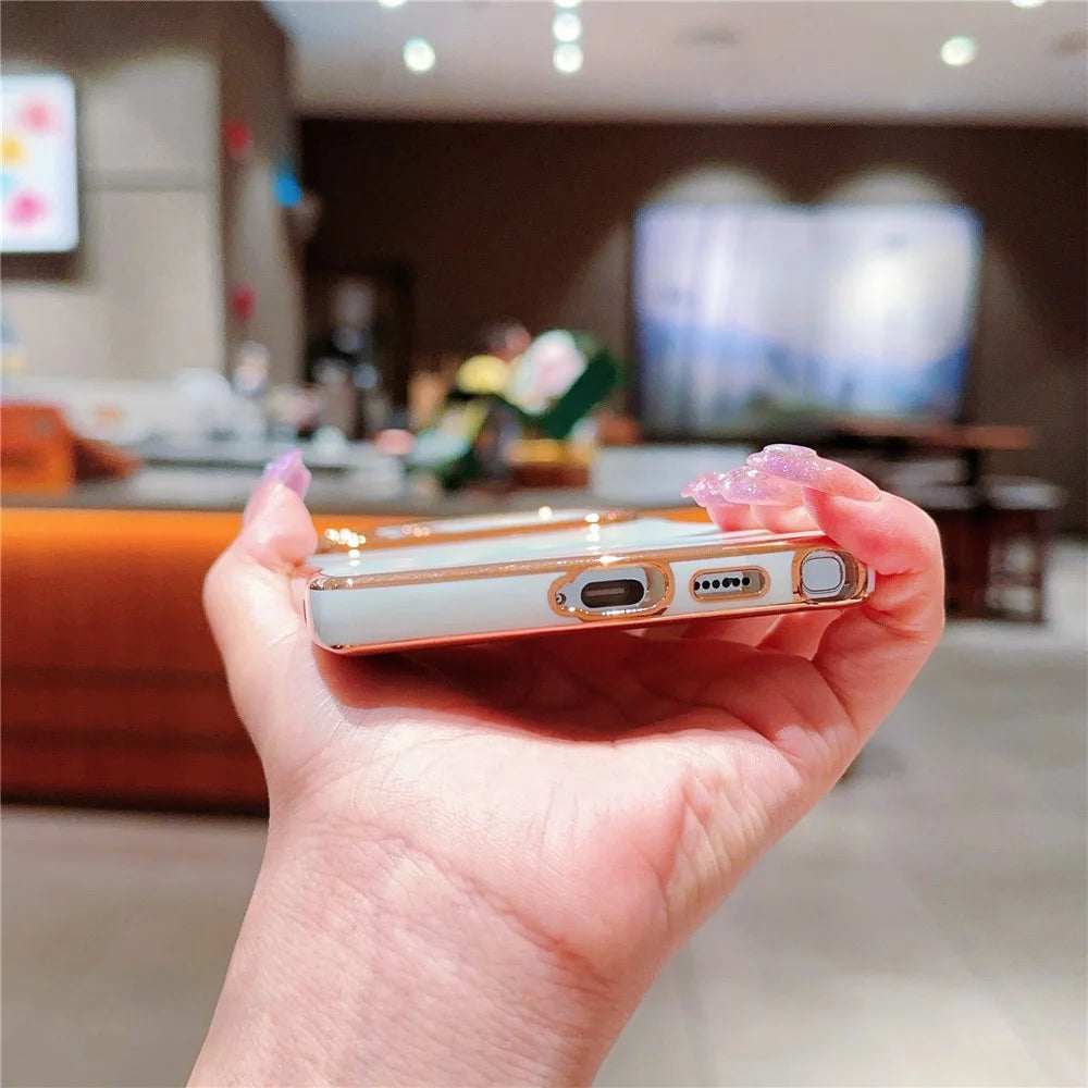 For Samsung Galaxy S24 Ultra Case Curly Wave Frame TPU Phone Cover Electroplating Large Window - Ivory White - 4