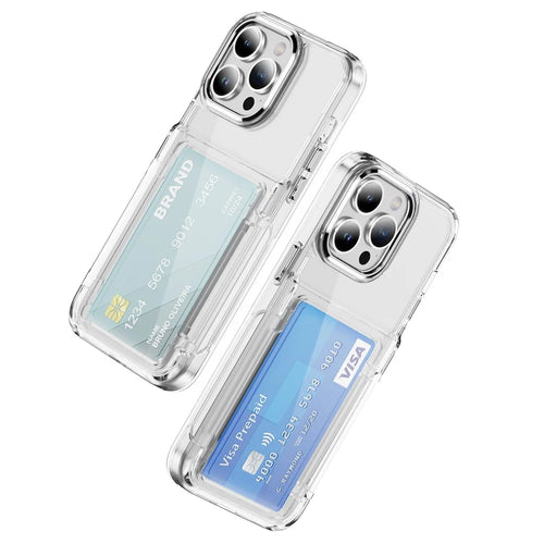 For iPhone 14 Pro Case TPU + Acrylic Anti-drop Phone Cover with Card Holder - Transparent - 1
