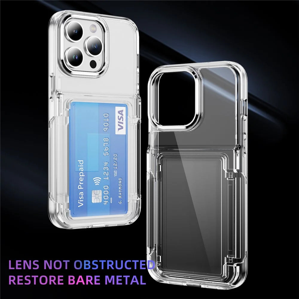 For iPhone 14 Pro Case TPU + Acrylic Anti-drop Phone Cover with Card Holder - Transparent - 3