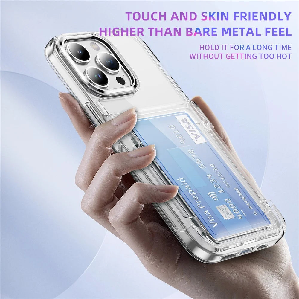 For iPhone 14 Pro Case TPU + Acrylic Anti-drop Phone Cover with Card Holder - Transparent - 7