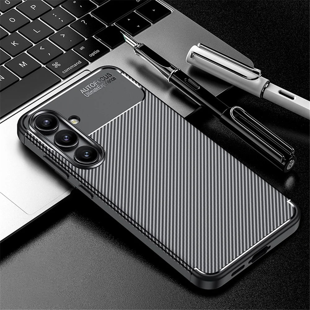 For Samsung Galaxy S24 FE Case Carbon Fiber Texture Soft TPU Phone Cover - 2