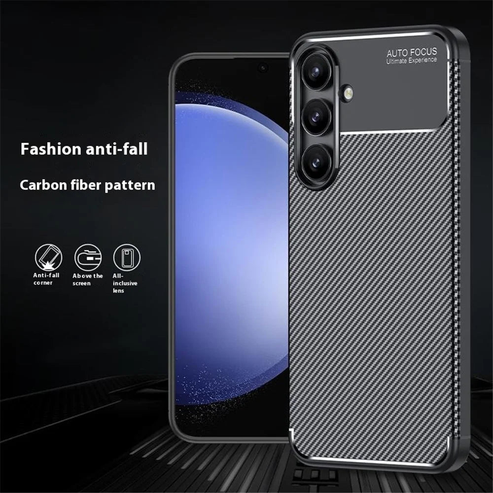 For Samsung Galaxy S24 FE Case Carbon Fiber Texture Soft TPU Phone Cover - 3