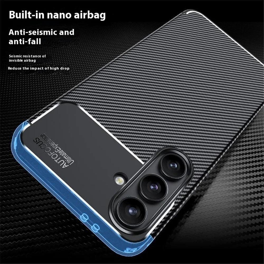 For Samsung Galaxy S24 FE Case Carbon Fiber Texture Soft TPU Phone Cover - 4