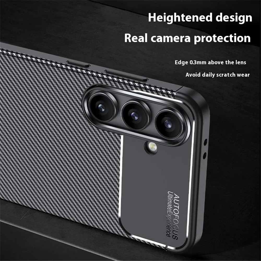 For Samsung Galaxy S24 FE Case Carbon Fiber Texture Soft TPU Phone Cover - 6