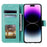 For iPhone 16 Pro Stand Case Imprinted Totem PU Leather Wallet Phone Cover - Mint Green - 2