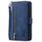 For iPhone 16 Pro Max Case Zipper Pocket 9 Card Slots PU Leather Phone Cover - Blue - 6