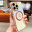 For iPhone 15 Pro Max Magnetic Case TPU Love Heart Pattern Gradient Phone Cover - Colorful White - 2
