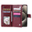 Style 012 for iPhone 16 Pro Max Case Zipper Pocket Glitter Leather Phone Cover - Wine Red - 2