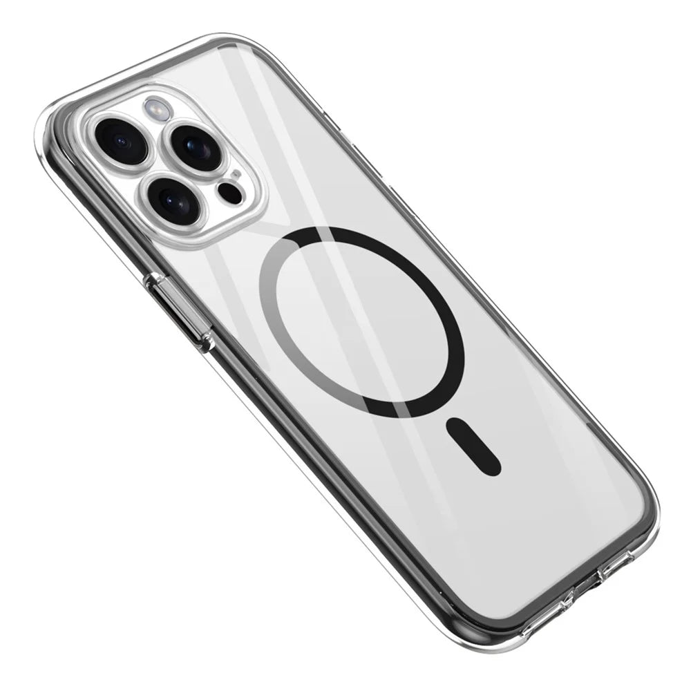 Y1 Series For iPhone 14 Pro Max Clear Case Compatible with MagSafe PC+TPU Phone Cover - Black - 1