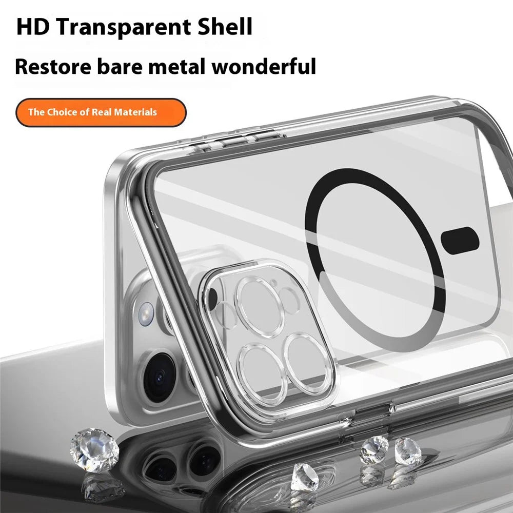 Y1 Series For iPhone 14 Pro Max Clear Case Compatible with MagSafe PC+TPU Phone Cover - Black - 3