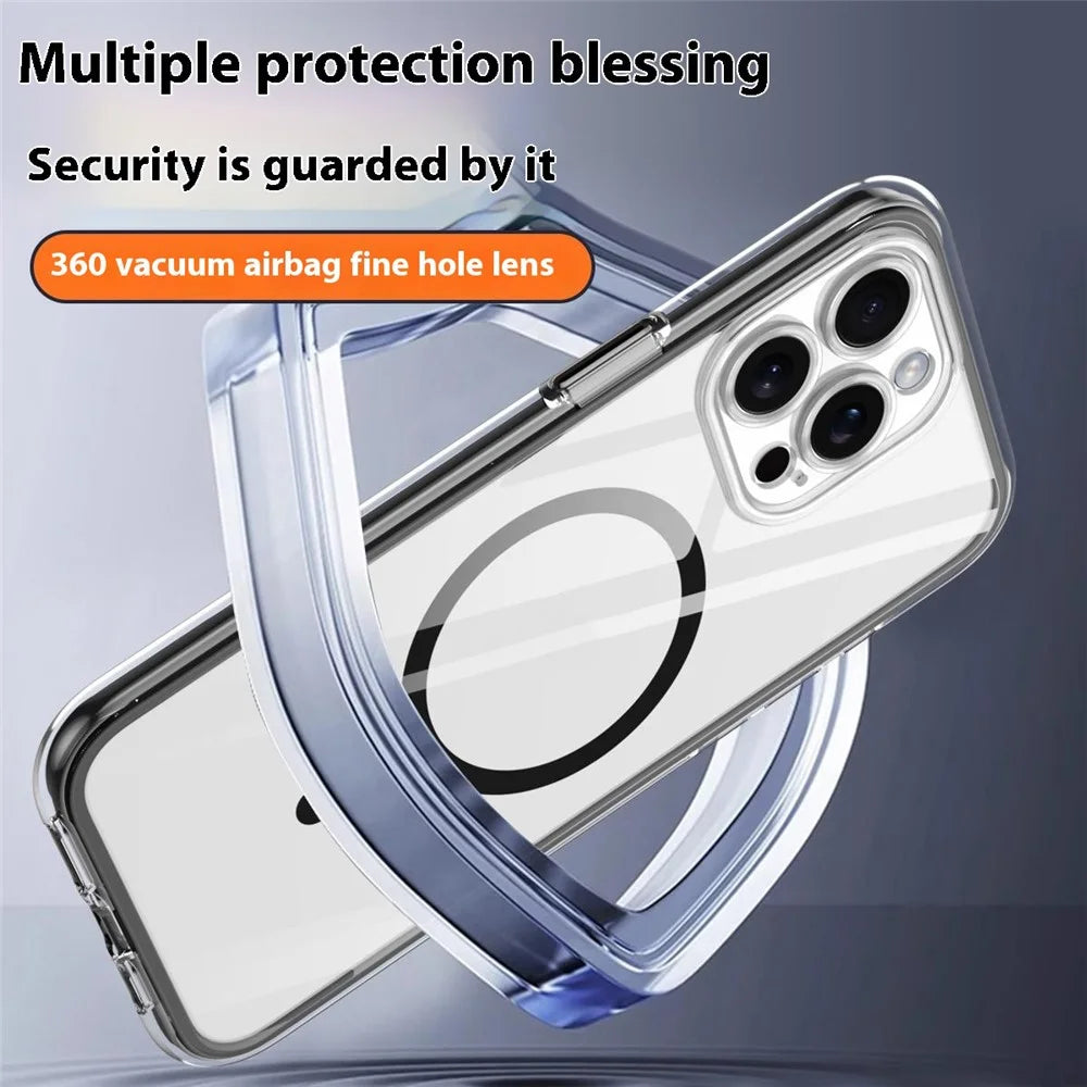 Y1 Series For iPhone 14 Pro Max Clear Case Compatible with MagSafe PC+TPU Phone Cover - Black - 6