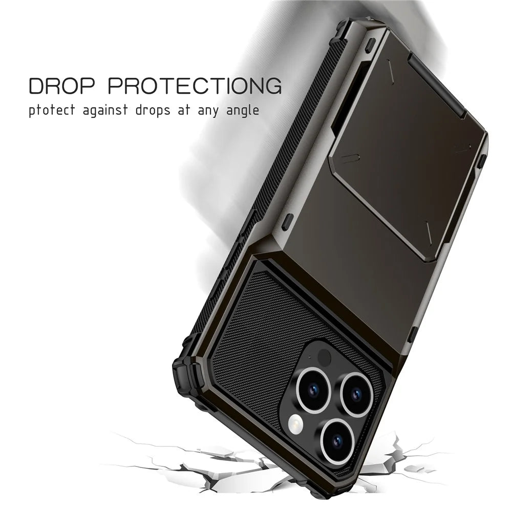 For iPhone 16 Pro Max Phone Cover PC+TPU Dual Layer Back Case with Card Holder - Black - 7