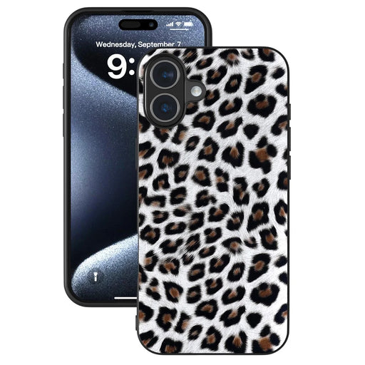 ABEEL For iPhone 16 Plus Case Leopard Print Leather+TPU Phone Cover - Silver - 2