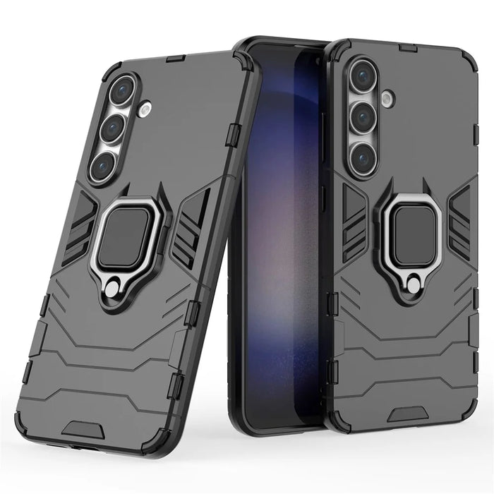 For Samsung Galaxy S24 FE Case PC+TPU Kickstand Cell Phone Back Cover - Black - 2