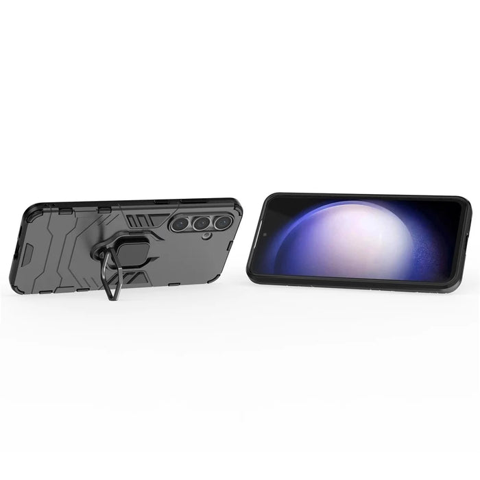 For Samsung Galaxy S24 FE Case PC+TPU Kickstand Cell Phone Back Cover - Black - 3