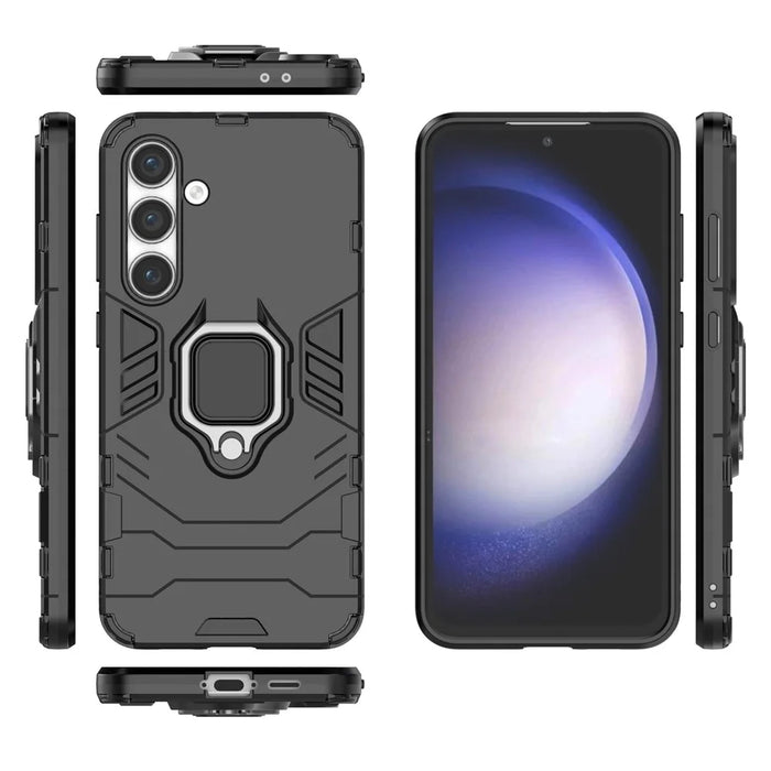 For Samsung Galaxy S24 FE Case PC+TPU Kickstand Cell Phone Back Cover - Black - 5