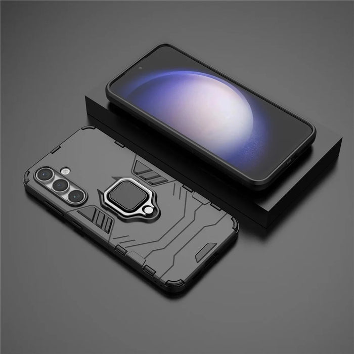 For Samsung Galaxy S24 FE Case PC+TPU Kickstand Cell Phone Back Cover - Black - 6
