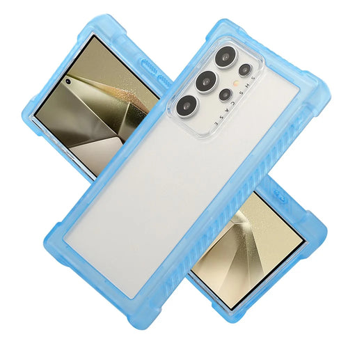For Samsung Galaxy S24 Ultra Case TPU+PC 3-in-1 Protective Matte Phone Cover - Blue - 1
