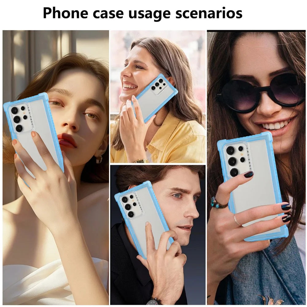 For Samsung Galaxy S24 Ultra Case TPU+PC 3-in-1 Protective Matte Phone Cover - Blue - 6