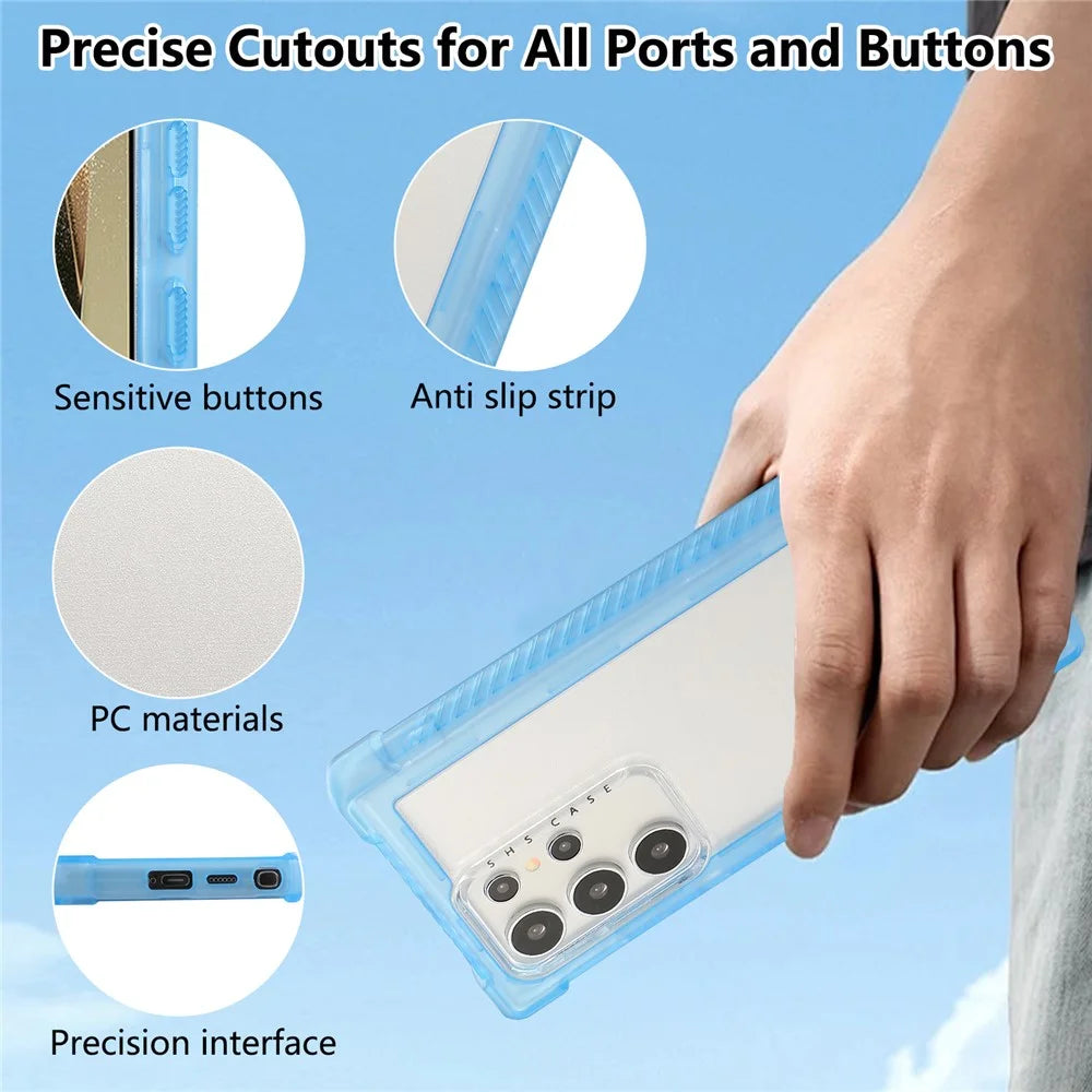 For Samsung Galaxy S24 Ultra Case TPU+PC 3-in-1 Protective Matte Phone Cover - Blue - 7