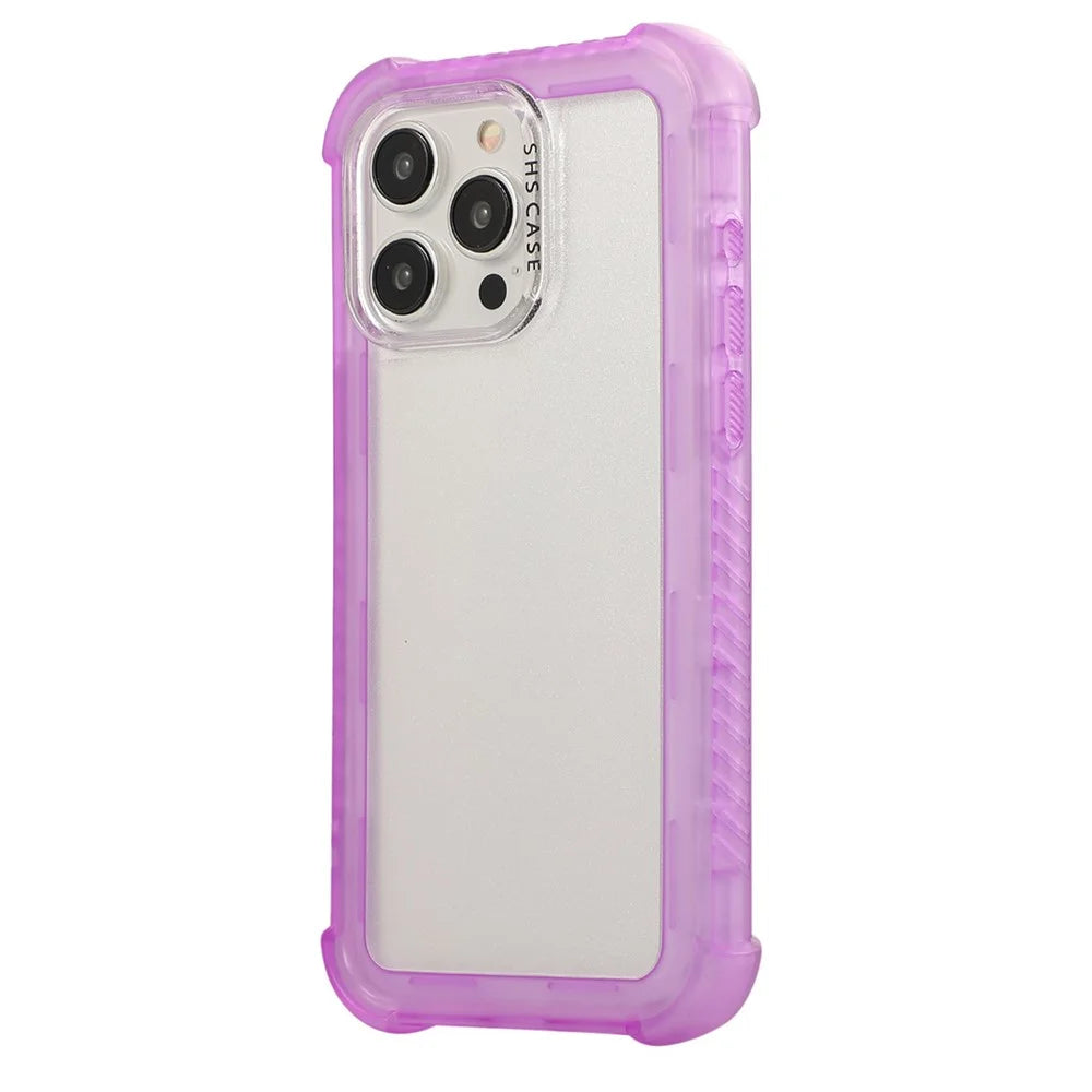 For iPhone 16 Pro Case TPU+PC 3-in-1 Matte Phone Cover Reinforced Corners - Purple - 1